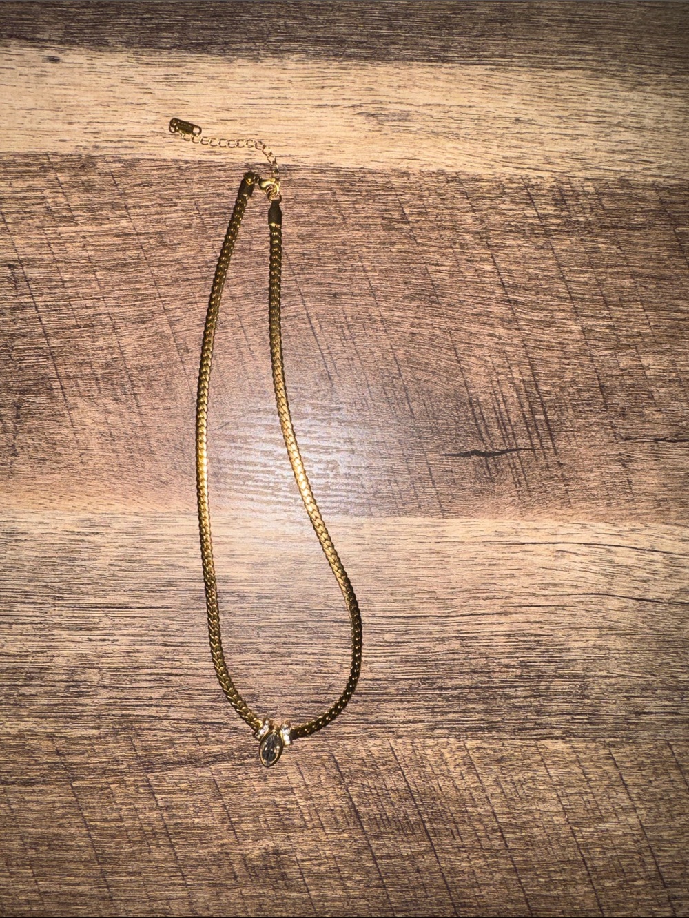 Gold Tone Women’s Pendant Necklace - Elegant Chain with Crystal Accent